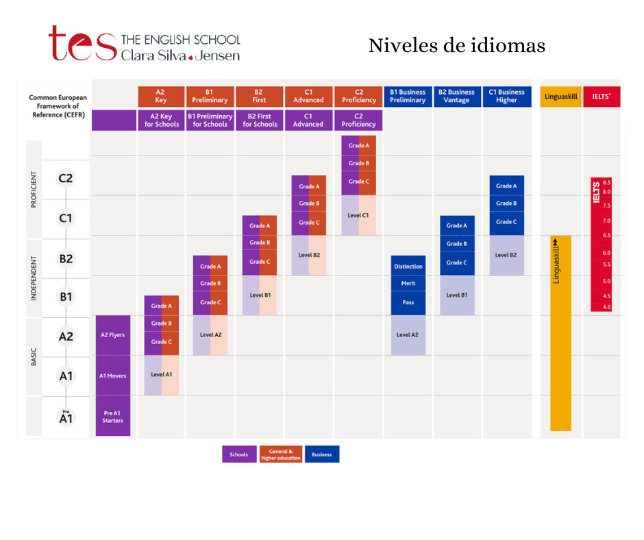 Niveles de idiomas B1, B2, C1 y C2